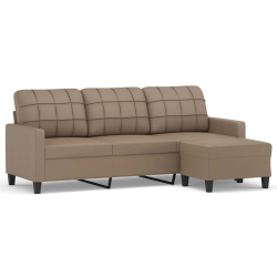 3-osobowa sofa z podnóżkiem, cappuccino, 180 cm, sztuczna skóra