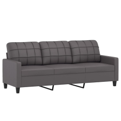 3-osobowa sofa z podnóżkiem, szary, 180 cm, sztuczna skóra