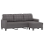 3-osobowa sofa z podnóżkiem, szary, 180 cm, sztuczna skóra
