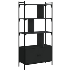 Biblioteczka z drzwiczkami, czarna, 76,5x30x154,5 cm
