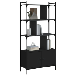Biblioteczka z drzwiczkami, czarna, 76,5x30x154,5 cm