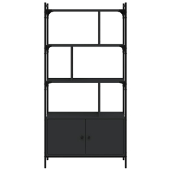 Biblioteczka z drzwiczkami, czarna, 76,5x30x154,5 cm