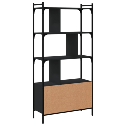 Biblioteczka z drzwiczkami, czarna, 76,5x30x154,5 cm
