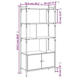 Biblioteczka z drzwiczkami, czarna, 76,5x30x154,5 cm