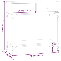 Stolik konsolowy, czarny, 75x34,5x75 cm