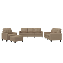 4-osobowa sofa z poduszkami, cappuccino, sztuczna skóra