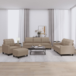 4-osobowa sofa z poduszkami, cappuccino, sztuczna skóra