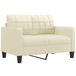 2-osobowa sofa z poduszkami, kremowa, sztuczna skóra