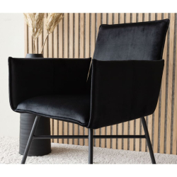 Venture Home Krzesło stołowe Pippi, obite aksamitem, czarne