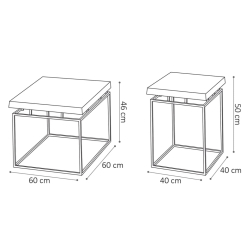 Rousseau Zestaw 2 stolików kawowych Aron, metal, szary i rdzawy