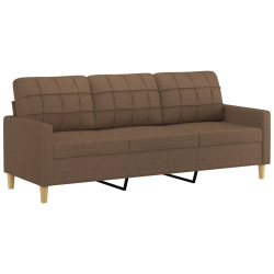 3-osobowa sofa z podnóżkiem, brązowy, 180 cm, tkaniną