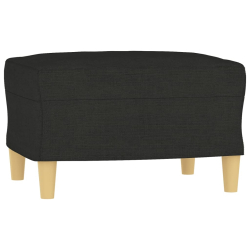 Fotel z podnóżkiem, czarny, 60 cm, obity tkaniną