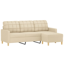 Sofa 3-osobowa, kremowa, 180 cm, tapicerowana tkaniną