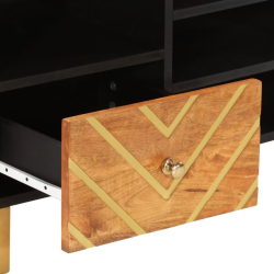 Szafka pod TV, brązowo-czarna 100x33,5x46 cm, lite drewno mango