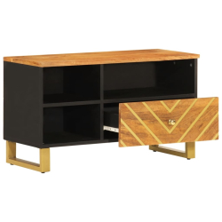 Szafka pod TV, brązowo-czarna 80x33,5x46 cm, lite drewno mango