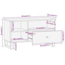 Szafka pod TV, brązowo-czarna 80x33,5x46 cm, lite drewno mango