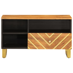Szafka pod TV, brązowo-czarna 80x33,5x46 cm, lite drewno mango