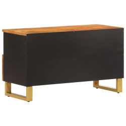 Szafka pod TV, brązowo-czarna 80x33,5x46 cm, lite drewno mango