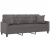 3-osobowa sofa z poduszkami, szara, 180 cm, sztuczna skóra