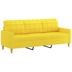 3-osobowa sofa z podnóżkiem, jasnożółty, 180 cm, tkaniną