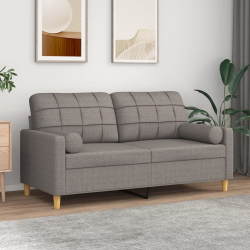 2-osobowa sofa z poduszkami, taupe, 140 cm, tkanina