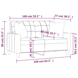 2-osobowa sofa z poduszkami, kremowa, 140 cm, sztuczna skóra