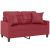 2-os. sofa z poduszkami, winna czerwień, 120 cm, sztuczna skóra