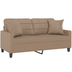 2-osobowa sofa z poduszkami, cappuccino, 140 cm, sztuczna skóra