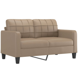 2-osobowa sofa z poduszkami, cappuccino, 140 cm, sztuczna skóra