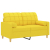 2-osobowa sofa z poduszkami, jasnożółta, 120 cm, tkanina