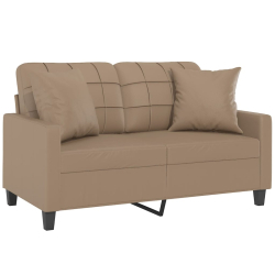 2-osobowa sofa z poduszkami, cappuccino, 120 cm, sztuczna skóra