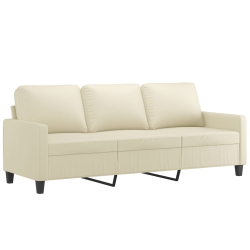 3-osobowa sofa z podnóżkiem, kremowa, 180 cm, sztuczna skóra
