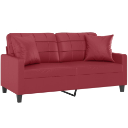 2-os. sofa z poduszkami, winna czerwień, 140 cm, sztuczna skóra