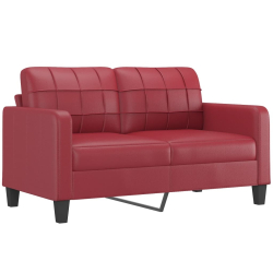 2-os. sofa z poduszkami, winna czerwień, 140 cm, sztuczna skóra