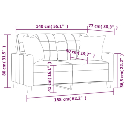 2-os. sofa z poduszkami, winna czerwień, 140 cm, sztuczna skóra