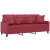 3-os. sofa z poduszkami, winna czerwień, 180 cm, sztuczna skóra