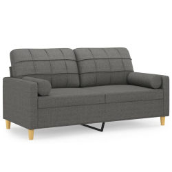 2-osobowa sofa z poduszkami, ciemnoszara, 140 cm, tkanina