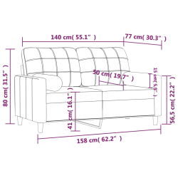 2-osobowa sofa z poduszkami, ciemnoszara, 140 cm, tkanina