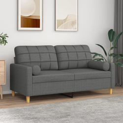 2-osobowa sofa z poduszkami, ciemnoszara, 140 cm, tkanina