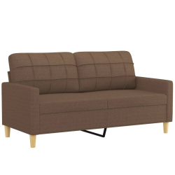 2-osobowa sofa z poduszkami, brązowa, 140 cm, tkanina