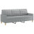 3-osobowa sofa z poduszkami, jasnoszara, 180 cm, tkanina