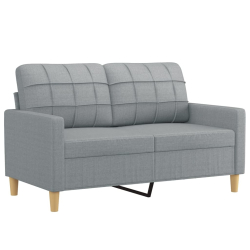 2-osobowa sofa z poduszkami, jasnoszara, 120 cm, tkanina