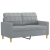 2-osobowa sofa z poduszkami, jasnoszara, 120 cm, tkanina