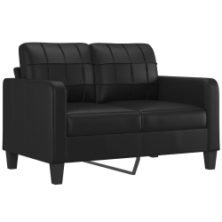 2-osobowa sofa z poduszkami, czarna, 120 cm, sztuczna skóra