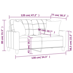 2-osobowa sofa z poduszkami, czarna, 120 cm, sztuczna skóra