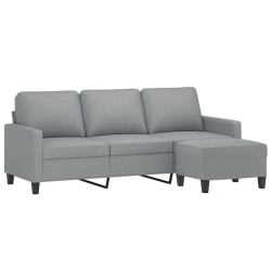 3-osobowa sofa z podnóżkiem, jasnoszara, 180 cm, tkaniną