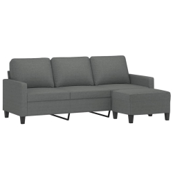 3-osobowa sofa z podnóżkiem, ciemnoszary, 180 cm, tkaniną