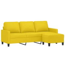 3-osobowa sofa z podnóżkiem, jasnożółty, 180 cm, tkaniną