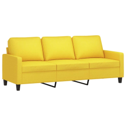 3-osobowa sofa z podnóżkiem, jasnożółty, 180 cm, tkaniną