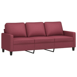 3-osobowa sofa z podnóżkiem winna czerwień 180 cm, tkaniną